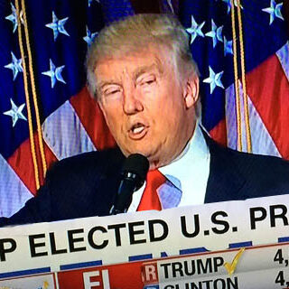 November 9, 2016: CNN television screen shot of  Donald Trump after he was elected the United States president.